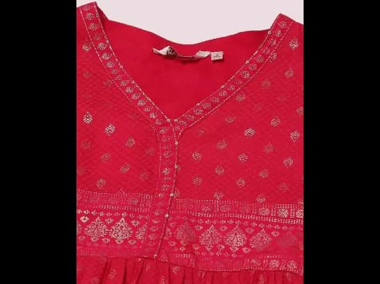 Foil Print Flared Kurta (5)