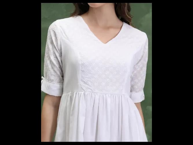 Women White Self Design A-Line Dresses (3)