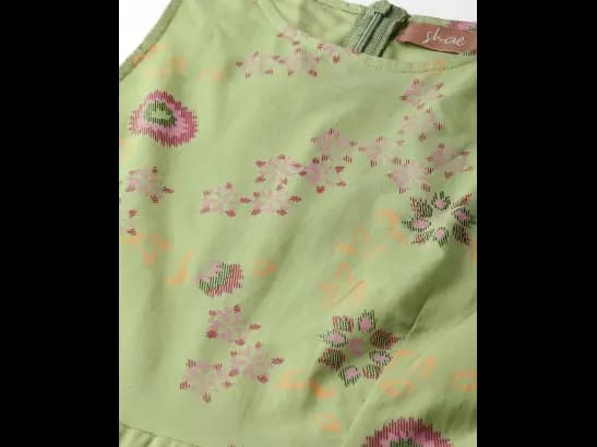 Women Green & Pink Printed Anarkali Kurta (4)