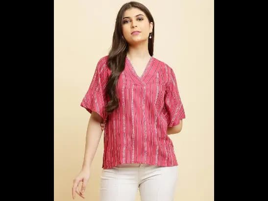 Women Striped Regular Fit Top (2)