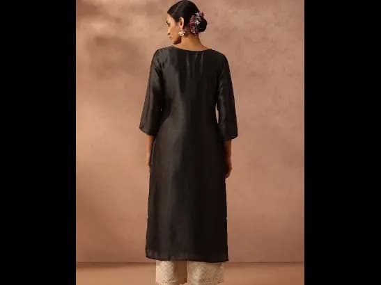 Grey Ethnic Motifs Embroidered Sequinned Kurta (5)