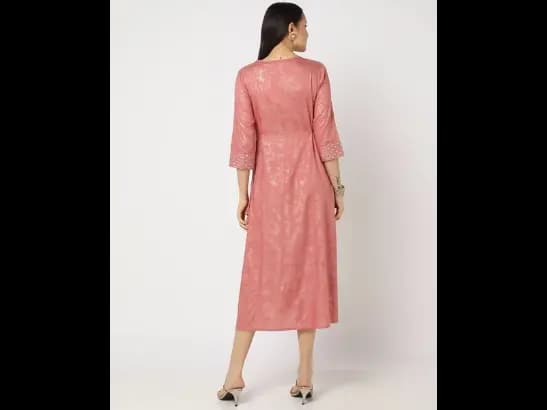 Floral Print Sequinned A-Line Dress (3)