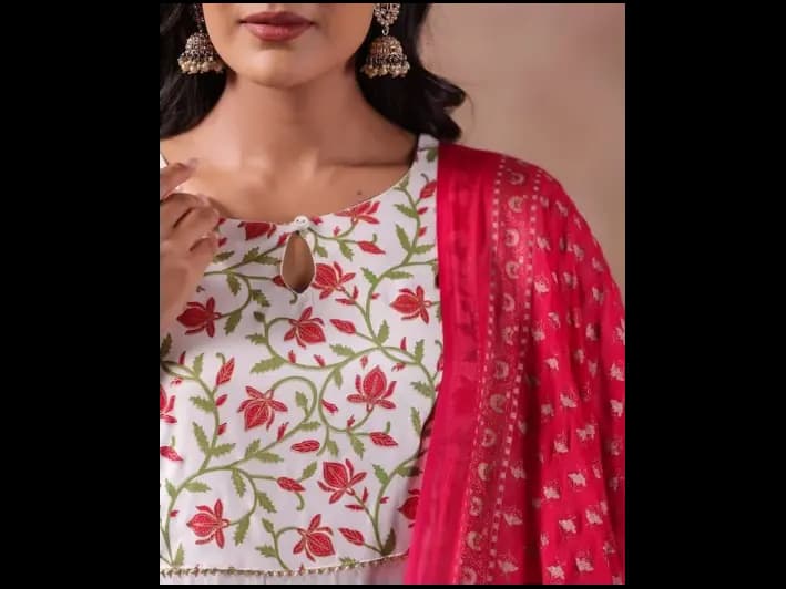 Ethnic Motifs Printed Regular Gotta Patti Kurta With Trousers & Dupatta (2)