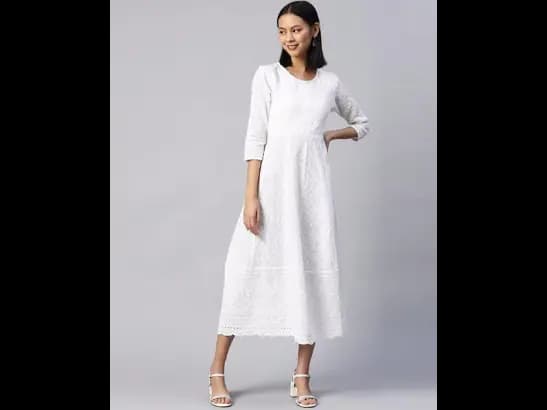Chikankari A-Line Dress