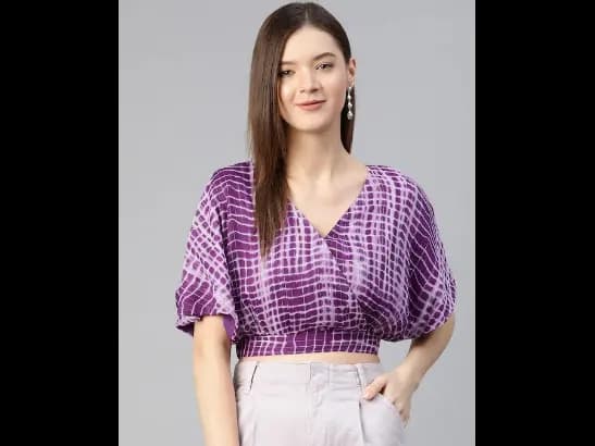 Trendy Purple and White Solid Wrapped Top