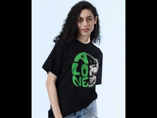 Graphic Print Loose Fit Crew-Neck T-Shirt