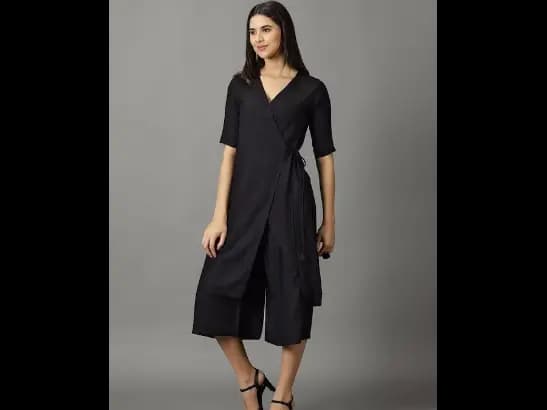 Women Navy Blue Pleated Kurta with Skirt & With Dupatta (5)