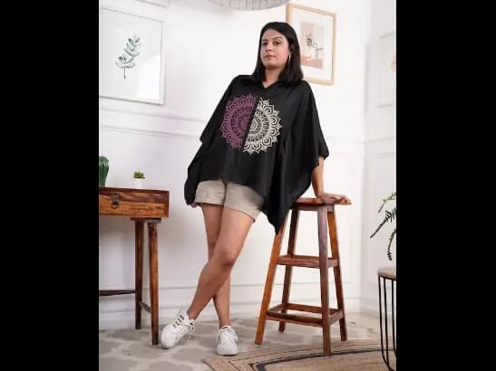 Ethnic Printed Kimono Sleeves Kaftan Top