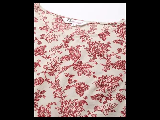 Floral Printed Cotton A-Line Dress (5)