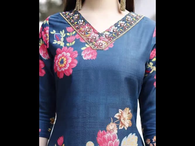 Floral Print Straight Kurta with Pants & Dupatta (5)