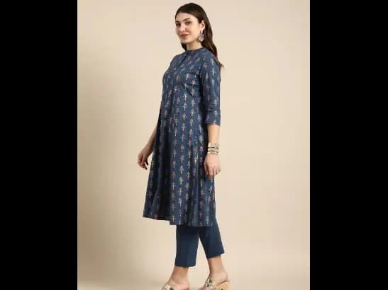 Ethnic Motifs Printed Pure Cotton Kurta with Trousers & With Dupatta (2)