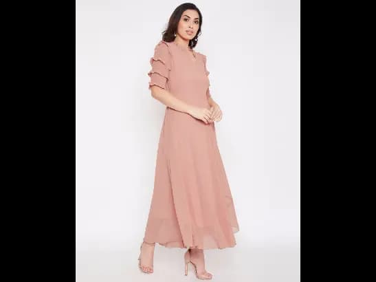 Women V-Neck Fit & Flare Dress (2)