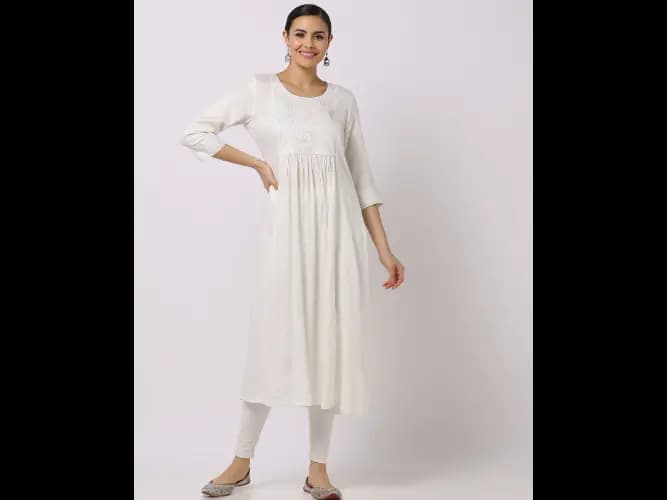 Embroidered A-Line Kurta