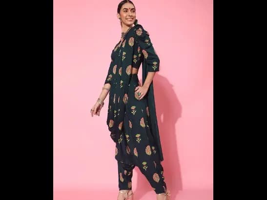 Gorgeous Green Printed Top with Trousers (2)