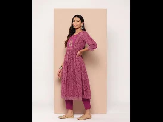 Ethnic Motifs Printed Pure Cotton Kurta with Trousers & Dupatta (2)