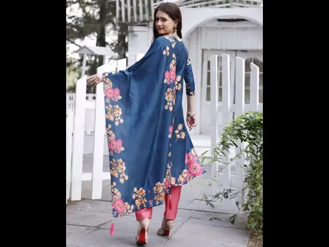 Floral Print Straight Kurta with Pants & Dupatta (4)