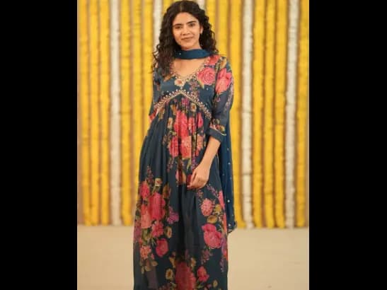 Alia Cut Kurti With Pant & Dupatta (Lining With Frond Yoke)