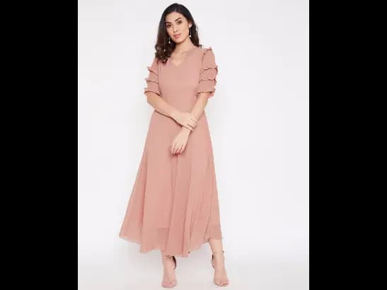 Women V-Neck Fit & Flare Dress