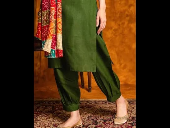 Floral Embroidered Ruffled Pure Cotton Kurta With Patiala & Dupatta (3)
