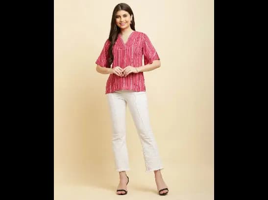 Women Striped Regular Fit Top (5)