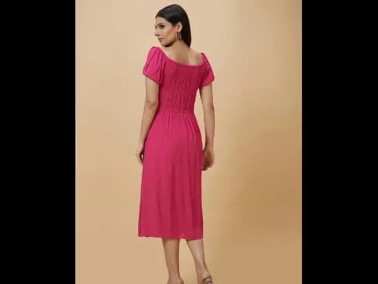 Square Neck A-Line Midi Dress (4)