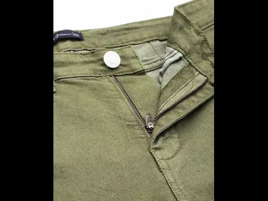 Olive Green Slim Fit High-Rise Stretchable Crop Jeans (4)