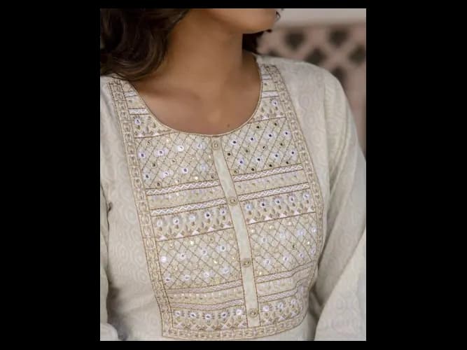 Embroidered Gathered A-Line Dress (6)