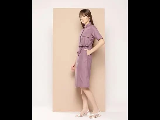 Front Knot Shirt Midi Dress (2)