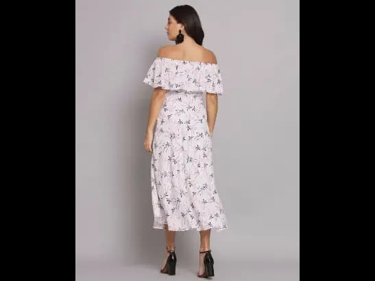 Floral Print Off-Shoulder A-Line Dress (5)