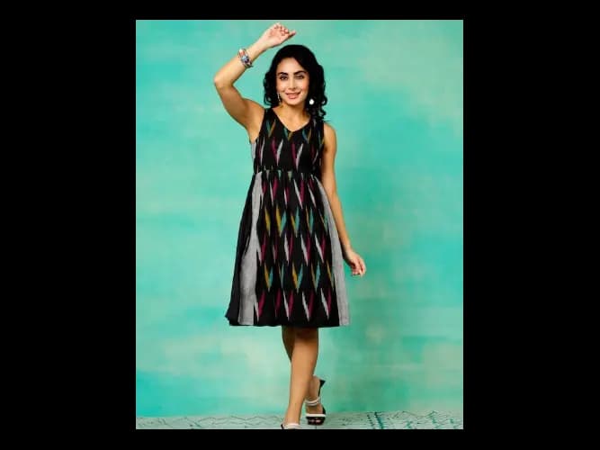Ethnic Motif Printed Cotton Fit & Flare Dress (3)