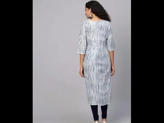 Striped Round Neck Cotton Straight Kurta (3)