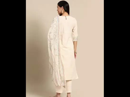 Floral Khari Printed Pure Cotton Kurta With Trousers & Dupatta (5)