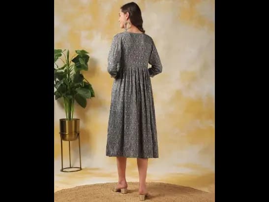 V-Neck Fit & Flare Dress (2)