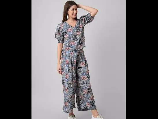 Printed Pure Cotton Top And Palazzos Co-Ords (2)