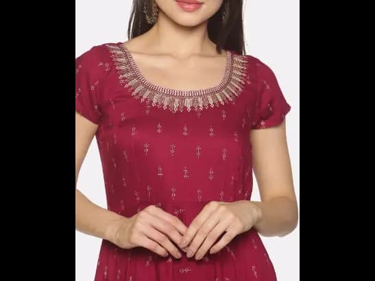 Micro Print Round-Neck Anarkali Kurta (3)