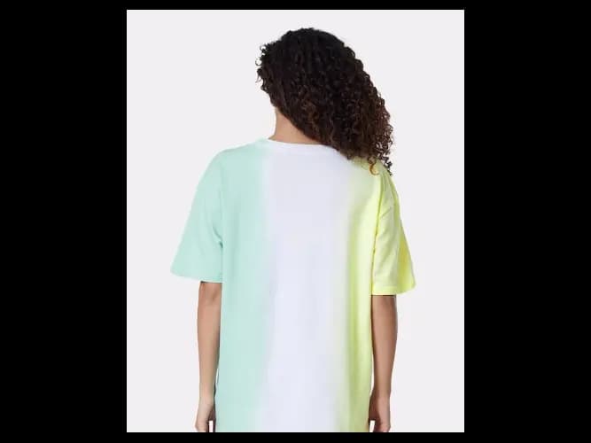 Women Yellow Printed Drop-Shoulder Sleeves Oversized T-shirt (5)