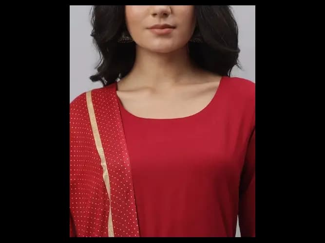 Women Maroon Anarkali Kurta With Dupatta (5)