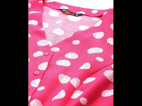 Polka Dot Print Crepe A-Line Midi Dress (3)