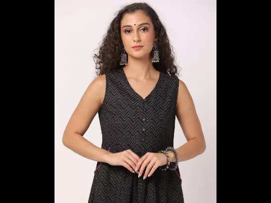 Chevron Print A-Line Kurta (3)