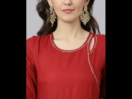 Maroon Solid Anarkali Kurta With Dupatta (3)