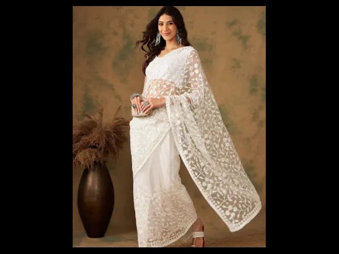 Embroidered Net Sarees