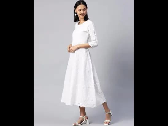 Chikankari A-Line Dress (3)