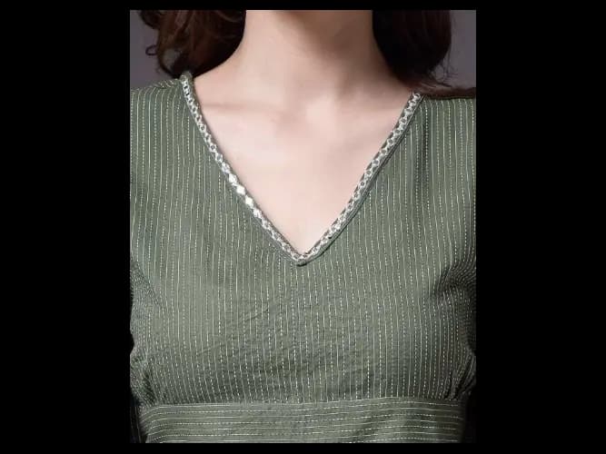Textured A-Line Dress - Green (6)