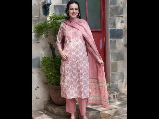 Ethnic Motifs Printed Gotta Patti Pure Cotton Kurta & Trouser With Dupatta