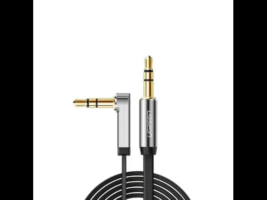 Ugreen 10598 3.5mm Male to 3.5mm Male Straight Angle Flat Cable 1M (Black)