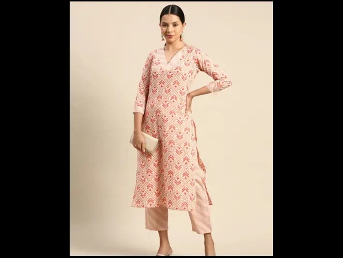 Ethnic Motifs Printed Pure Cotton Kurta with Trousers