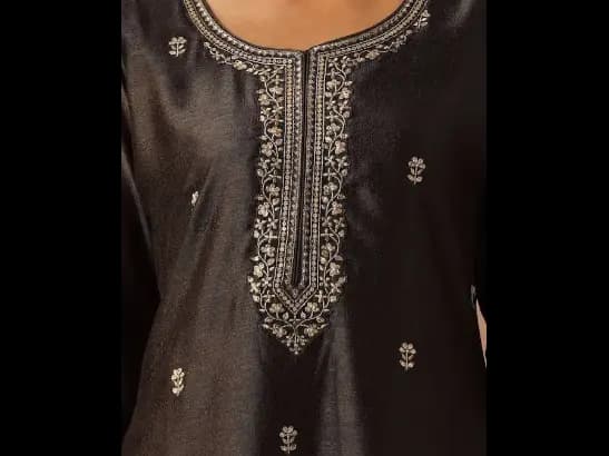 Grey Ethnic Motifs Embroidered Sequinned Kurta (4)