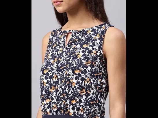 Navy Floral Printed Sheath Dress (2)
