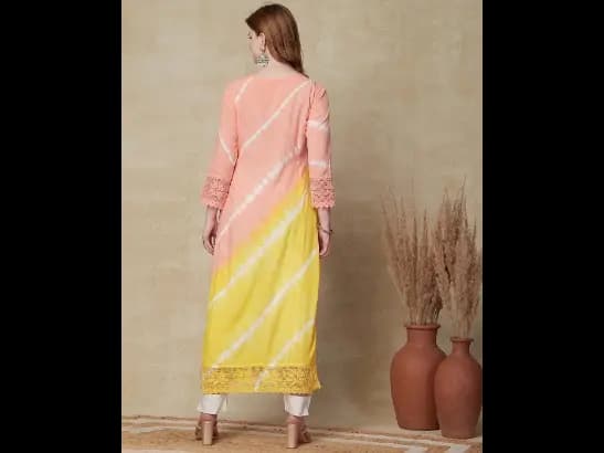 Women Tie & Dye Straight Kurta with Lace Border (4)