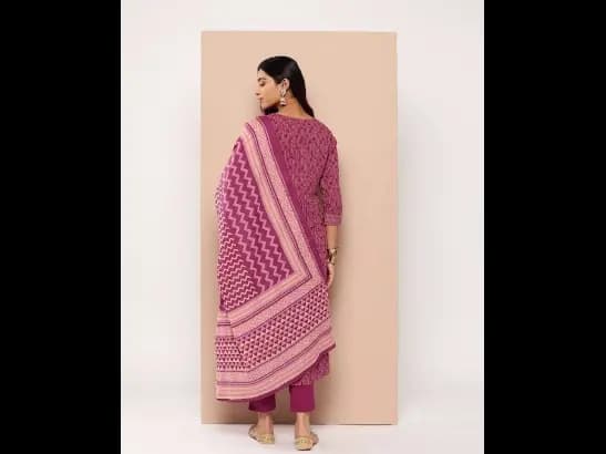Ethnic Motifs Printed Pure Cotton Kurta with Trousers & Dupatta (6)